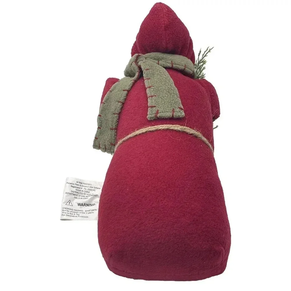 Primitive Christmas Red Flannel Coat, Bearded Santa 13